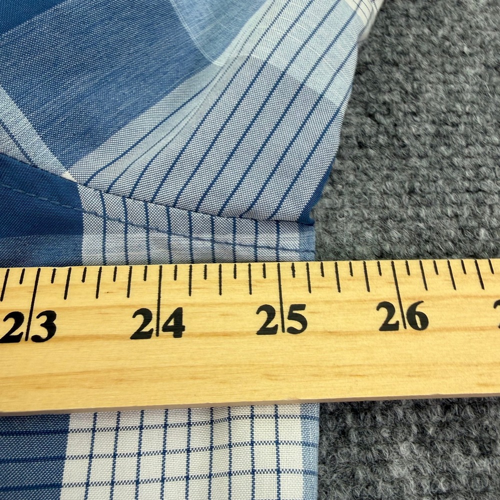 Orvis Shirt Mens Extra Large Blue White Plaid Button Up Short Sleeve Fishing - Picture 8 of 11